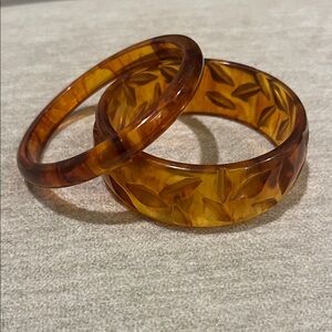 Amber Brown Bangle Set Vintage